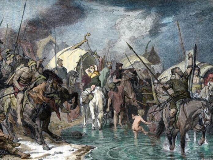 Familles germaniques lors de la grande période des migrations (ou invasions barbares)