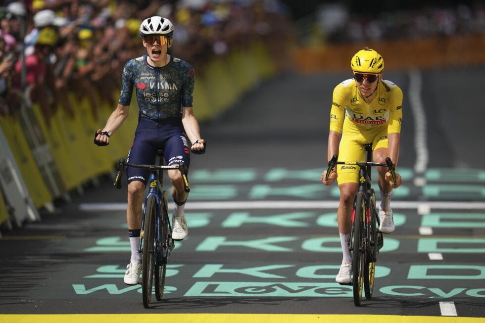 Tour de France 2026 : les cinq étapes clés à surveiller 1 Le Danois Jonas Vingegaard exulte en franchissant la ligne d'arrivée devant le Slovène Tadej Pogacar et remporte ainsi la onzième étape du Tour de France le Mercredi 10 juillet 2024