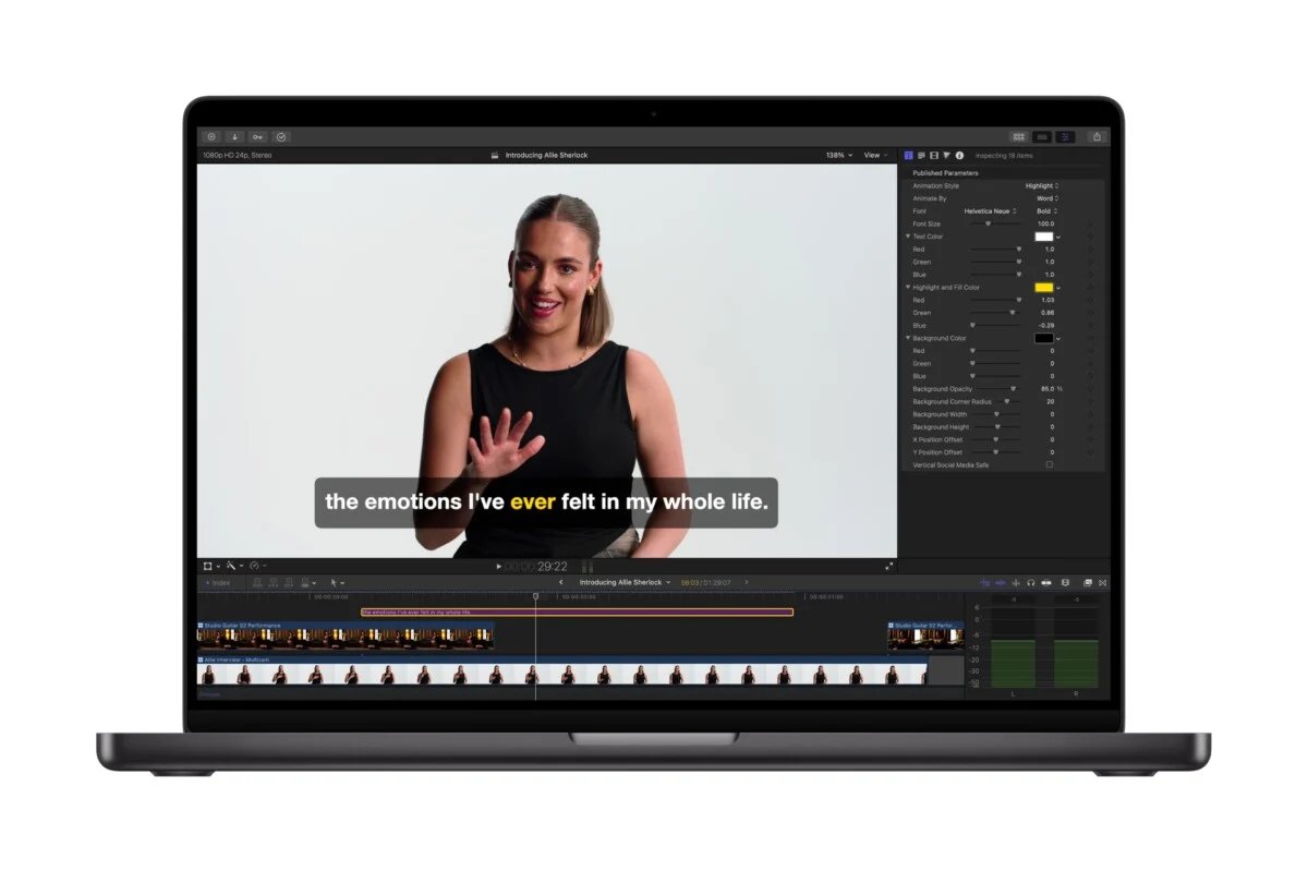 Apple muscle Creator Studio à l’IA : sous-titres auto, détection de montage et Pixelmator dans toutes les apps 1 apple creator studio final cut pro generate captions on macbook pro