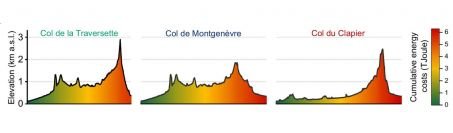 altimétrie et dépense d\'énergie, traversée des Alpes par Hannibal