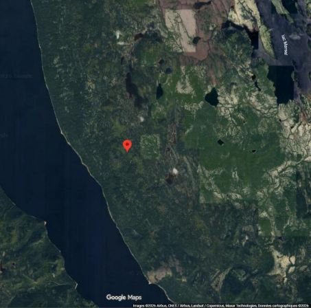 Cratère dû à l’impact de la météorite Uhackatik, vieux de 390 millions d\'années. 
