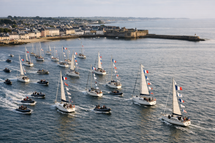 Hommage en mer à Concarneau : la flottille pour Charlie Dalin