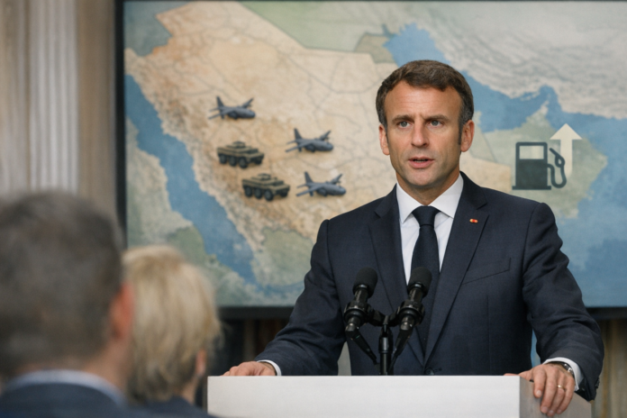 Macron mobilise des moyens militaires vers l'Arabie saoudite et évoque la piste d'une baisse des taxes sur le carburant