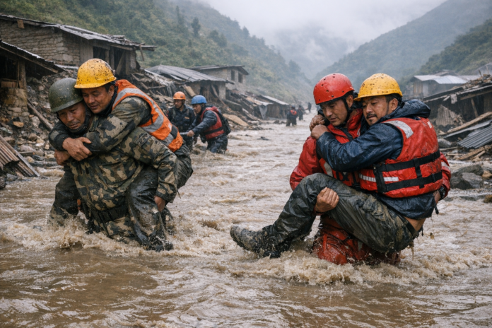 Inondations au Népal et au Tibet : deux ouvriers extraits vivants, bilan humain lourd